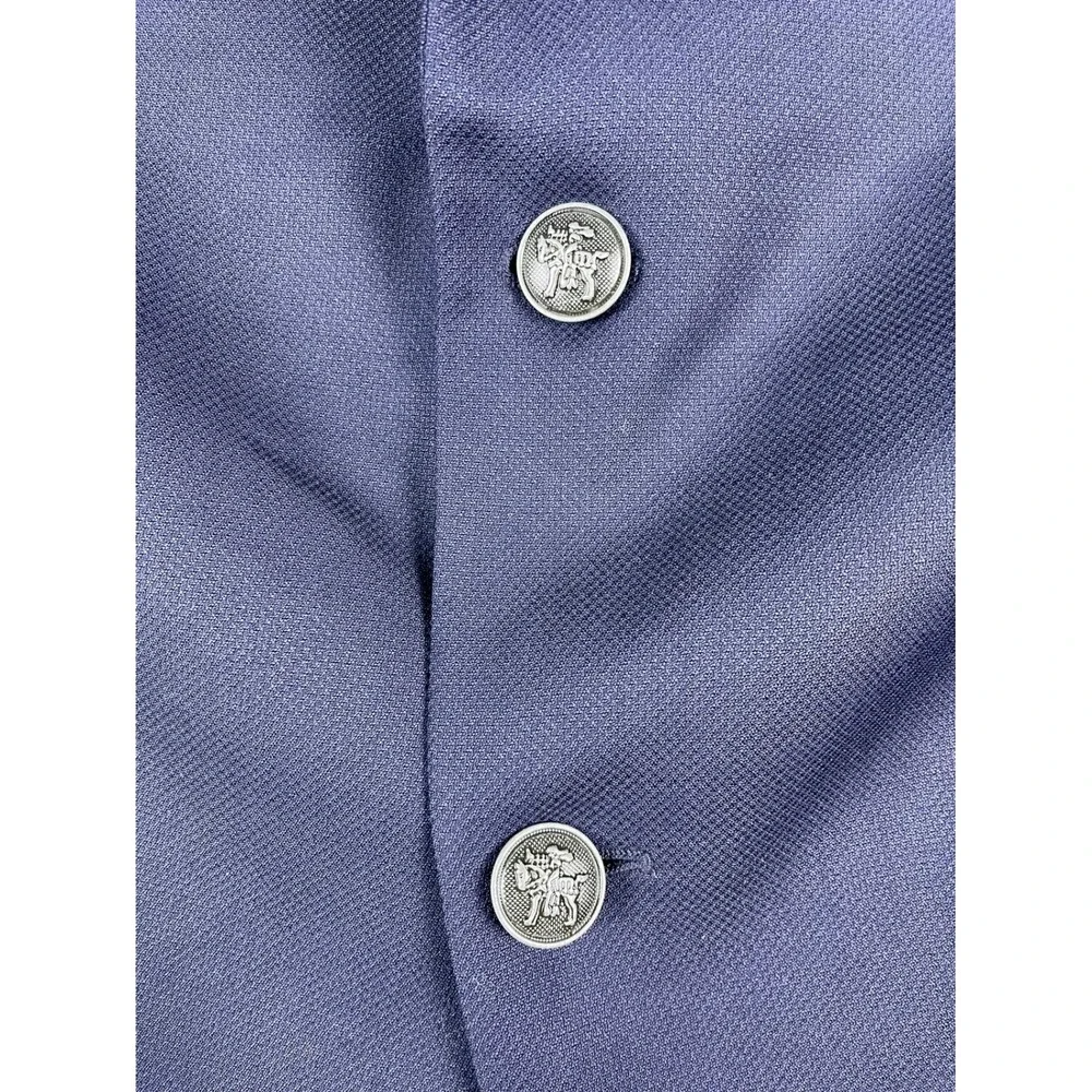 Hart Schaffner Marx HSM 1887 Navy Blue Textured Blazer Silver‎ Crest Buttons 42R